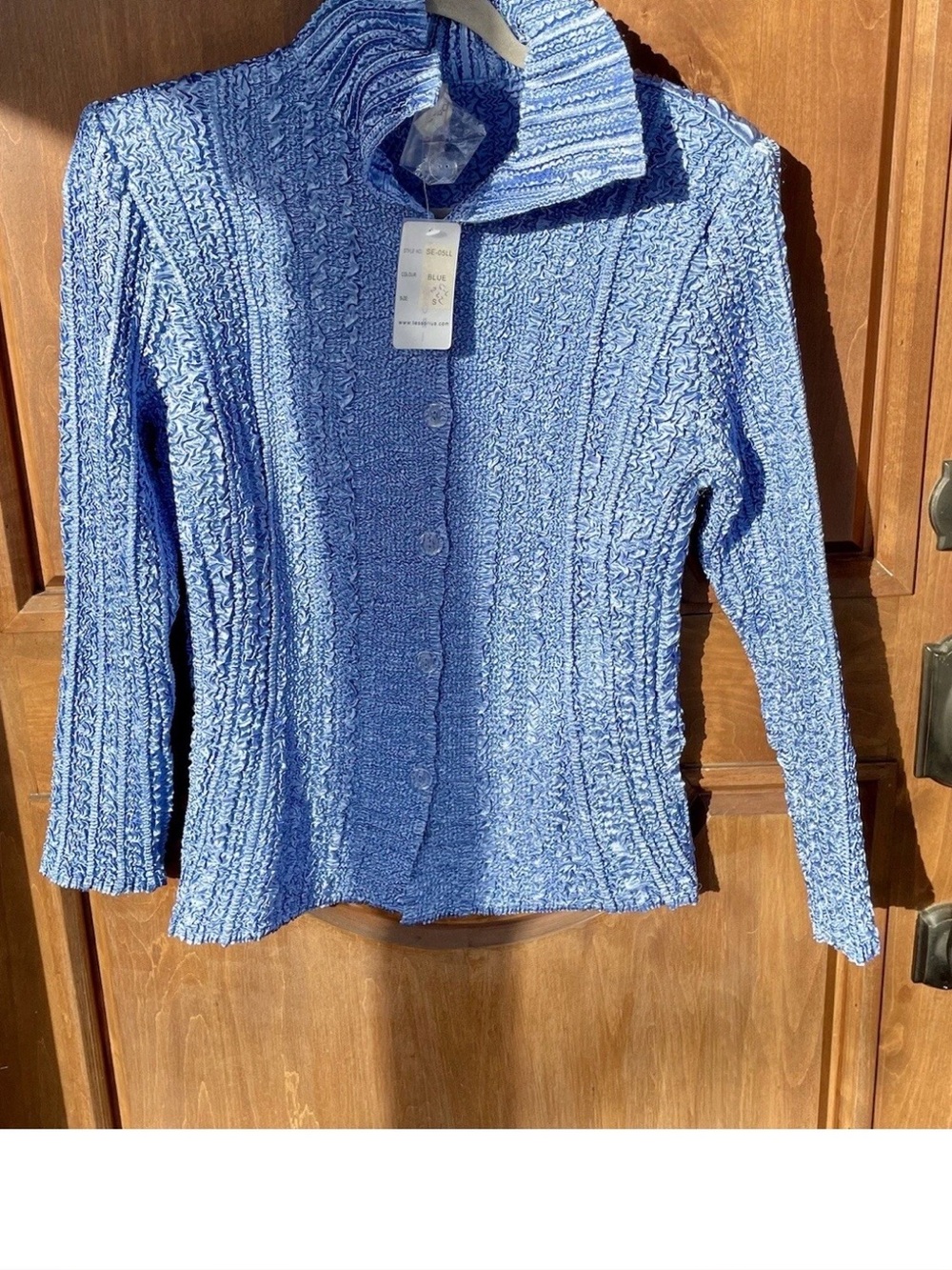 Tesori  Light Blue Textured Button-Front Women's Sweater